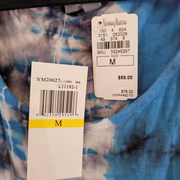 Neiman Marcus Tank Maxi Dress Womens Medium Blue Tie Dye Stretch New NWT - Picture 7 of 9